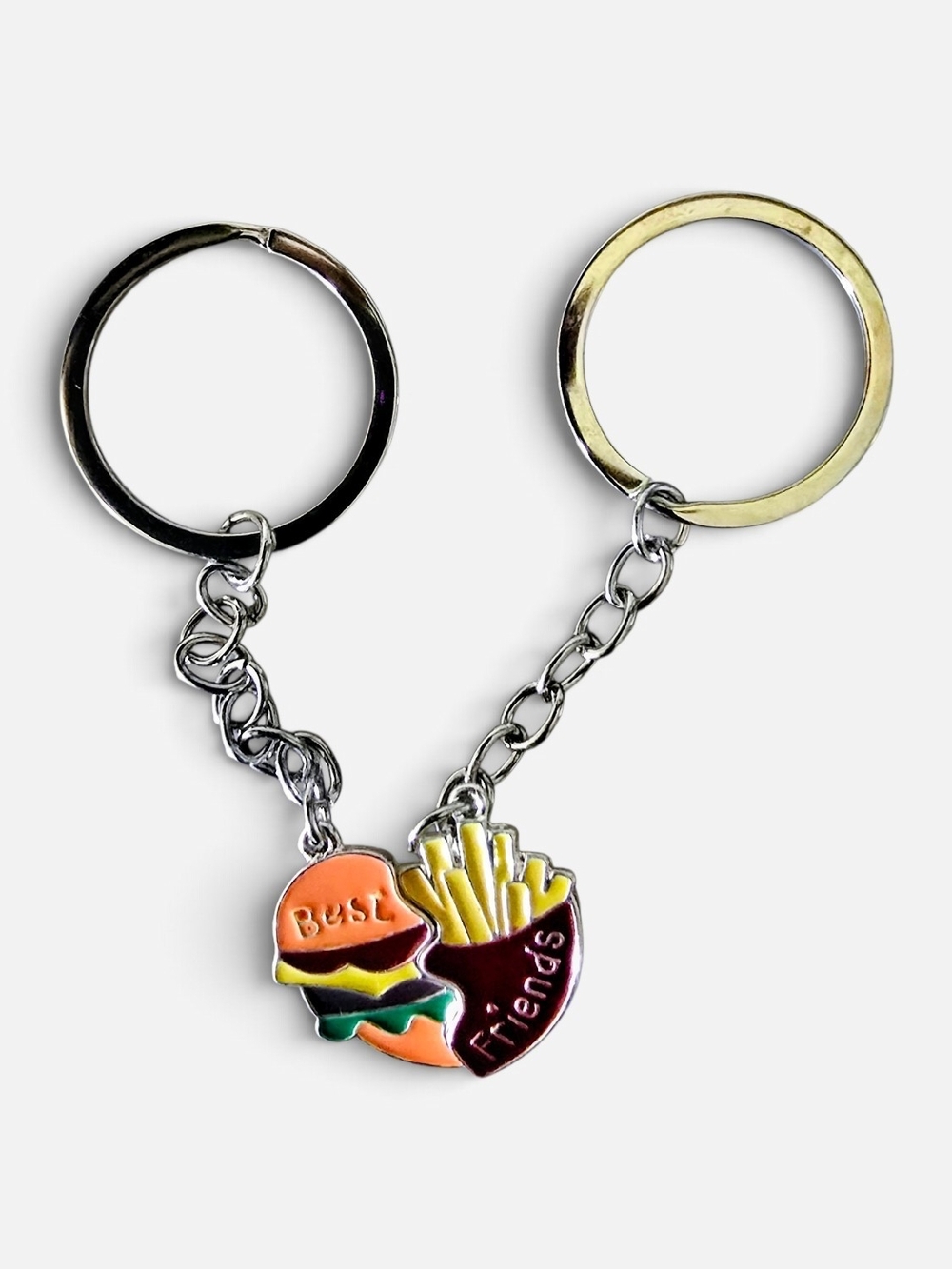 Best Friends Burger & Fries Enamel Keychain Set - Yellow/Orange